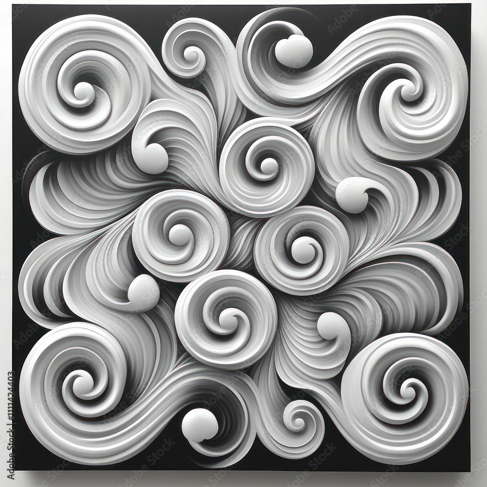 Poster abstract fingerprint pattern background in black and white minimalism
