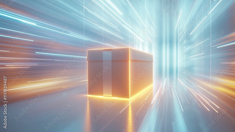 Poster futuristic glowing package in a dynamic environment