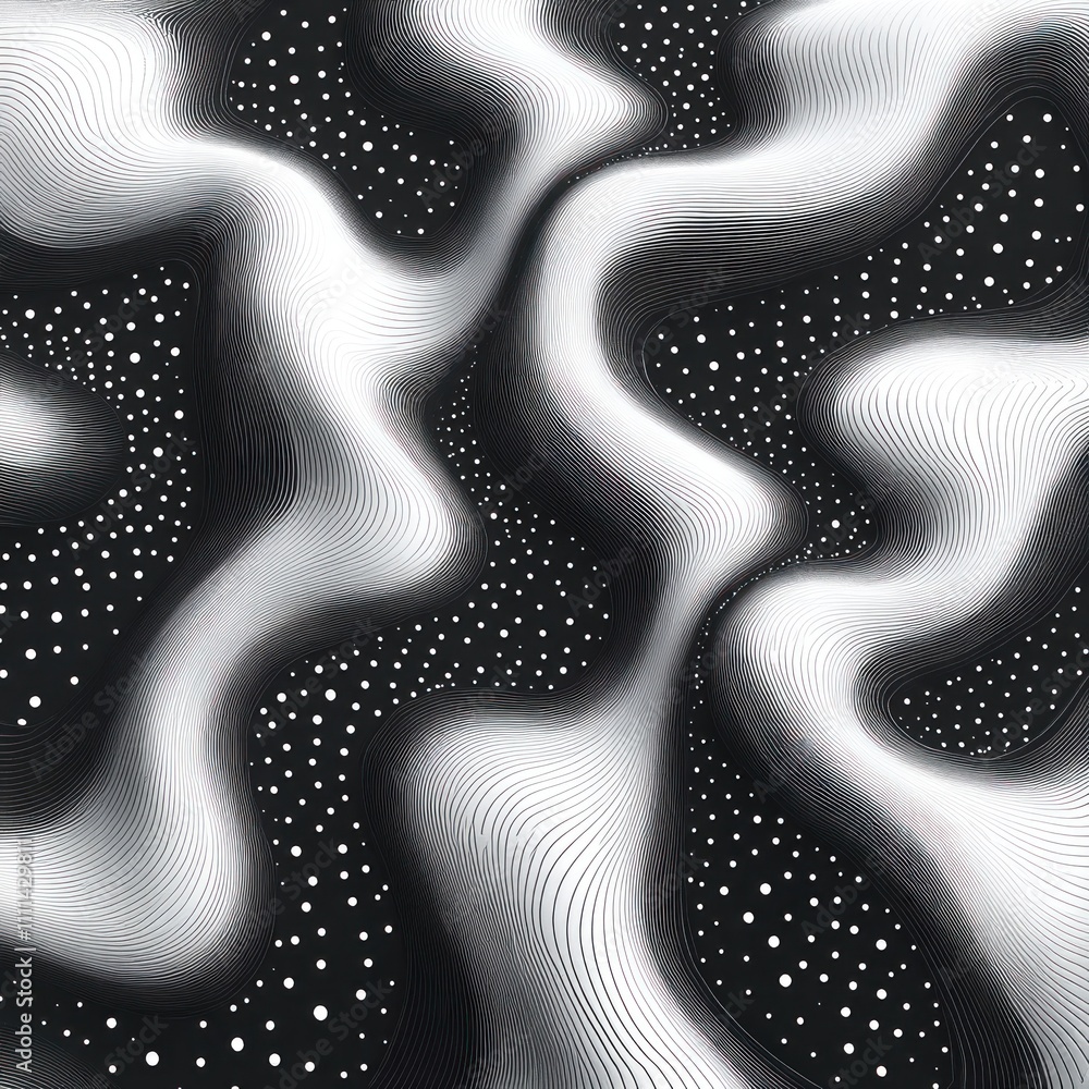 Poster fingerprint abstract pattern with swirling lines in black and white for business identity and securi