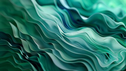 Obraz premium Smooth emerald green waves creating an abstract flowing background texture, ideal for websites, presentations, or digital art projects