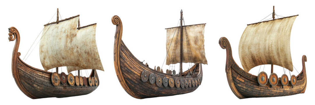 Viking Ship Isolated on Transparent Background