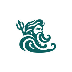 Wave poseidon god logo