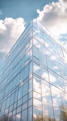 Obraz premium Modern Glass Building Against Blue Sky