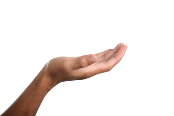 Hands open and ready to help or receive, isolated on white background with clipping path. Helping hands outstretched for salvation.