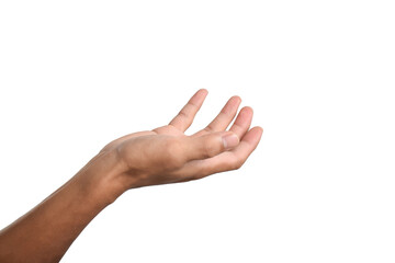 Hands open and ready to help or receive, isolated on white background with clipping path. Helping hands outstretched for salvation.