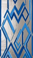 Blue Trapezoid pattern hand drawn design on Silver background illustration