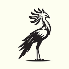 Fototapeta premium illustration of a bird, black Secretary bird logo vector, Secretary bird silhouette vector illustration design.