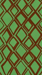Brown Rhombus pattern hand drawn design on Green background illustration