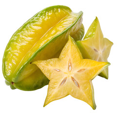 Fototapeta premium A whole starfruit isolated on a transparent background