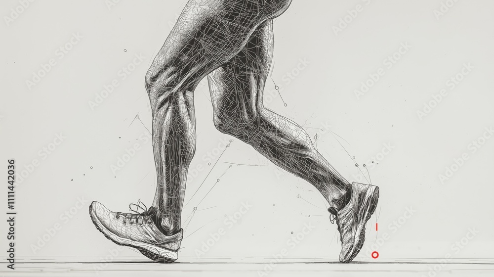 Poster dynamic running pose with abstract lines and shapes