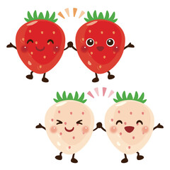 仲良しイチゴのキャラクターイラストセット