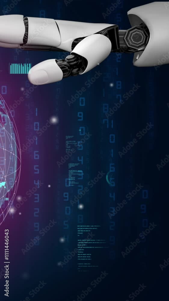 Poster futuristic robot artificial intelligence revolutionary ai technology development and machine learnin