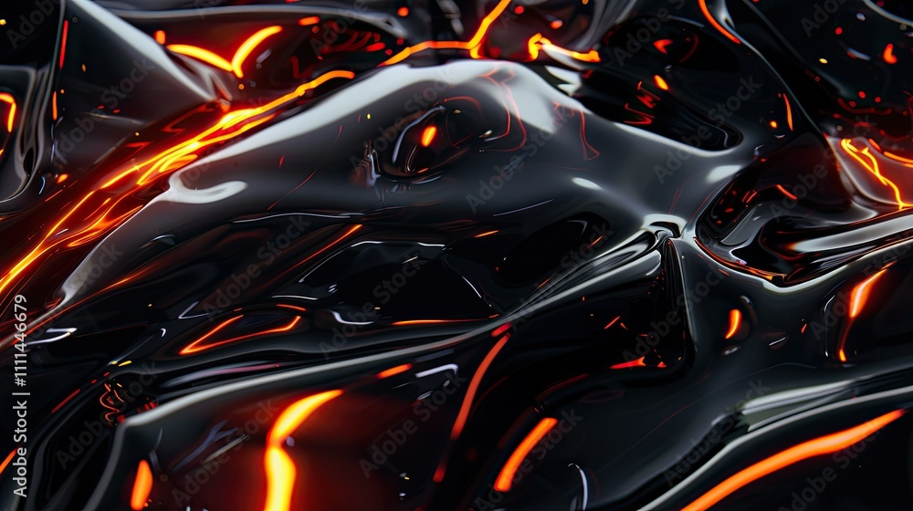 Poster futuristic abstract forms with glowing edges and shadows