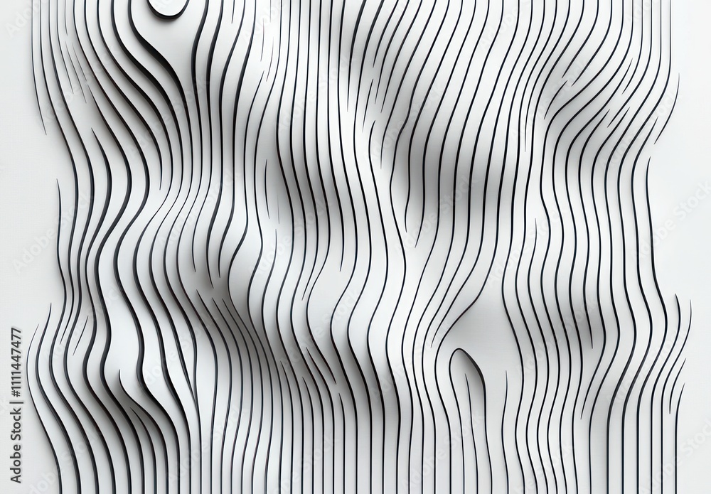 Poster pattern of distorted black vertical lines on white background