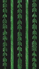 Green Arrow pattern hand drawn design on Black background illustration