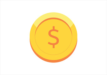 Dollar Coin with Currency Symbol Vector Art, Realistic Dollar Coin Stack Vector Design.