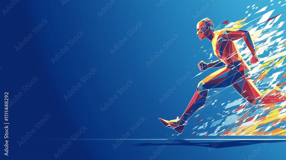 Poster abstract runner in motion with dynamic color burst