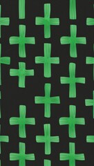 Obraz premium Green Cross pattern hand drawn design on Black background illustration