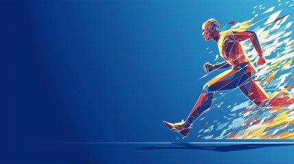 Abstract Runner in Motion with Dynamic Color Burst