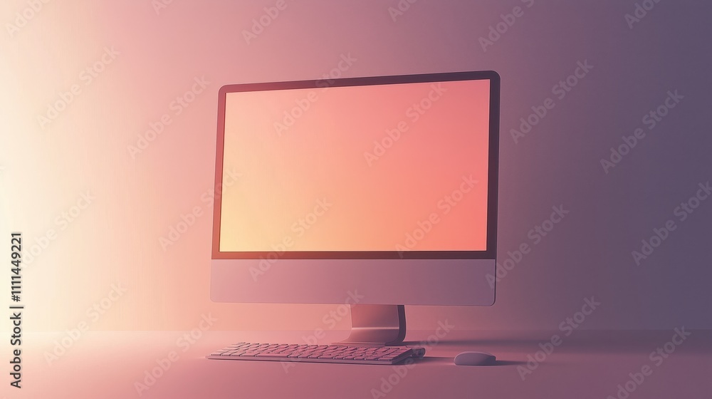 Poster modern minimalist computer monitor with blank screen