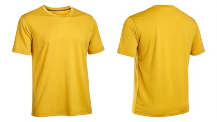 Blank 3D Yellow Color T-Shirt Mockup Template Design Isolated on White Background