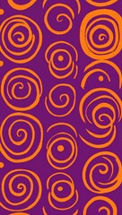 Orange Circle pattern hand drawn design on Purple background illustration