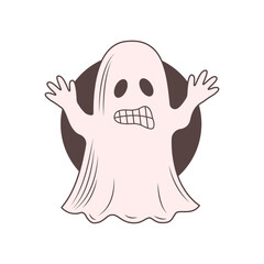Cute Scary Horrible Ghost Horror Cartoon Character Wearing White Cloth