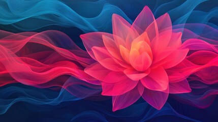 Obraz premium Serene lotus blooming in colorful waves abstract art digital design modern environment artistic viewpoint tranquility concept