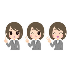 ポイントを解説する女性会社員のイラスト