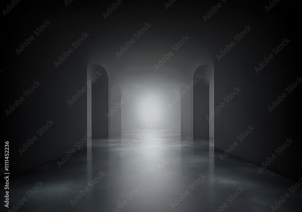 Poster radial black gradient background with center sparkle and gentle modern design