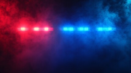 Realistic vector of blue and red flashing sirens in the dark, typically seen on police or emergency vehicles
