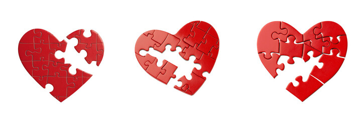 Valentine's Day experience concept. Heart shaped puzzle pieces symbolize love and connection