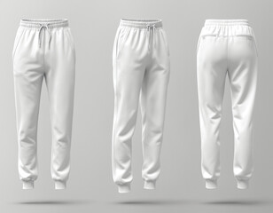 Blank white joggers mockup in grey background.
