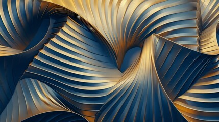 Metallic swirls in gold and blue intertwine, creating a dynamic and visually captivating abstract pattern