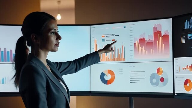 A person who prepares a presentation for a report works with graphs. 4k video