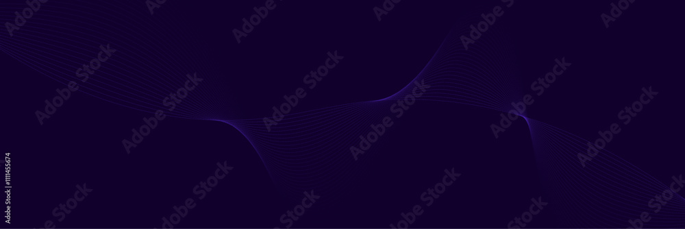 Poster mesmerizing deep blue line wave design with sleek flowing curves, perfect for elegant digital backgr
