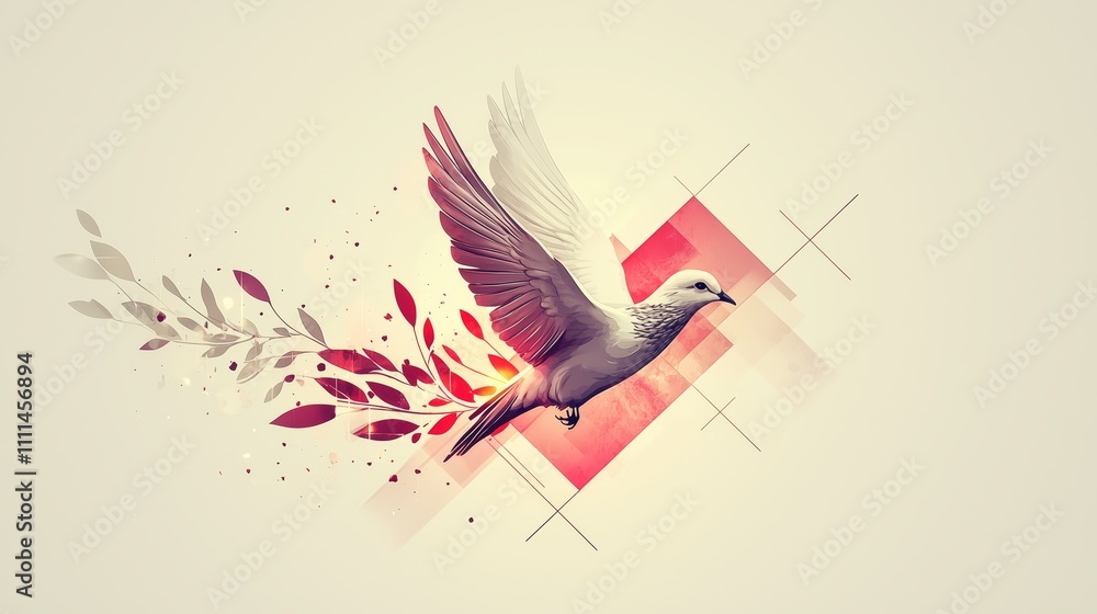 Poster elegant bird with abstract background design
