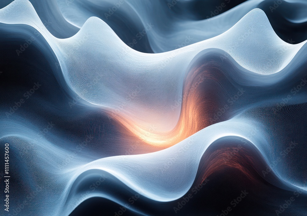 Poster black wavy curved mesh design with abstract flowing lines and soft lighting effects