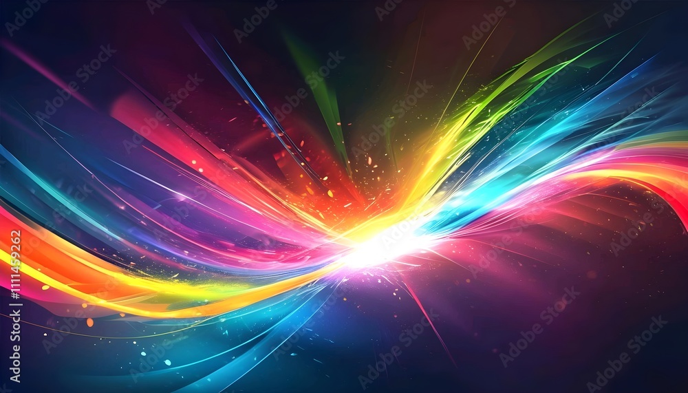 Poster glowing abstract background with colorful lines and energy waves, perfect for futuristic design conc