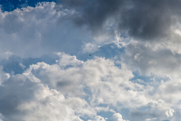 Storms rolling across the sky with a little eagle flying high