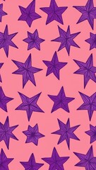 Obraz premium Purple Star pattern hand drawn design on Pink background illustration