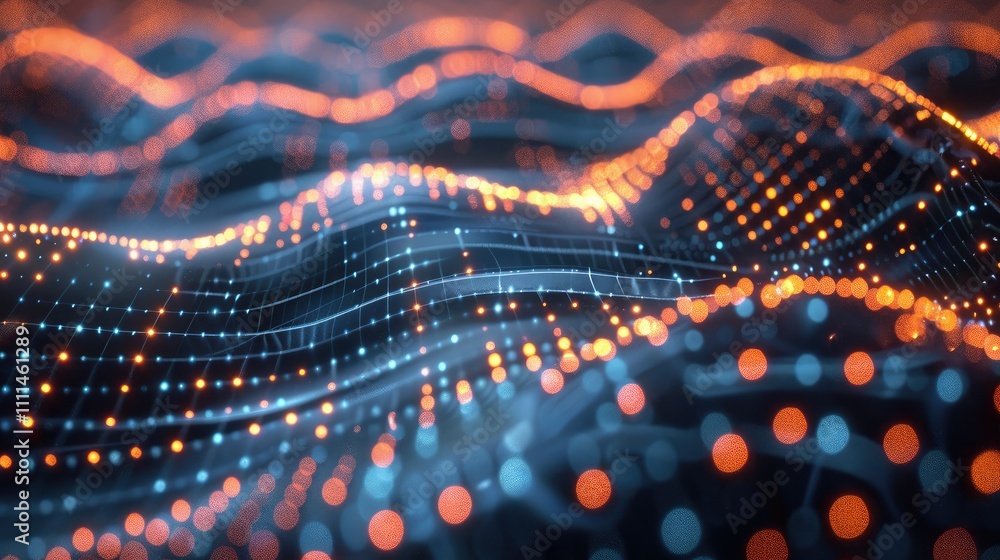 Poster glowing digital grid representing a data network