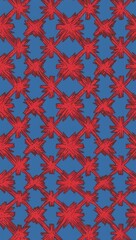Fototapeta premium Red Cross pattern hand drawn design on Blue background illustration