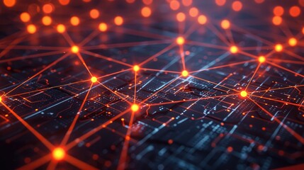 Glowing digital grid representing a data network