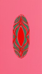 Red Oval pattern hand drawn design on Pink background illustration