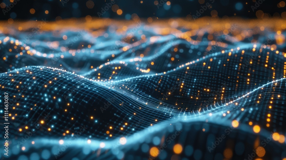 Poster high-tech data visualization with dynamic patterns