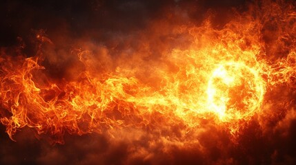 Dramatic Explosion of Flame and Fire Against a Dark Sky Creating an Eye-Catching Visual of Energy, Heat, and Ferocity Perfect for Creative Projects and Backgrounds