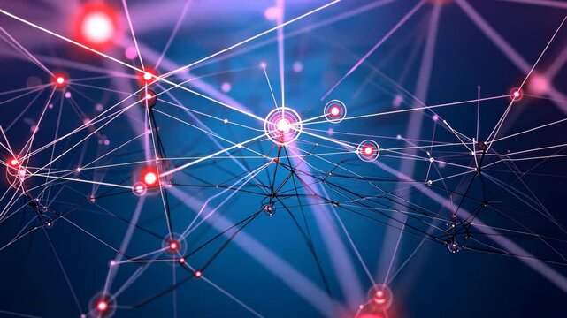 Blue and Pink Background With Lines and Dots, A delicate, minimal representation of software-defined networking (SDN)