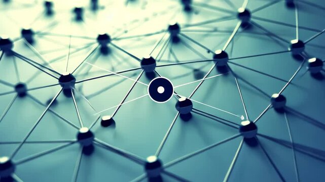 A video of multiple pins intricately connected to each other, A delicate, minimal representation of software-defined networking (SDN)