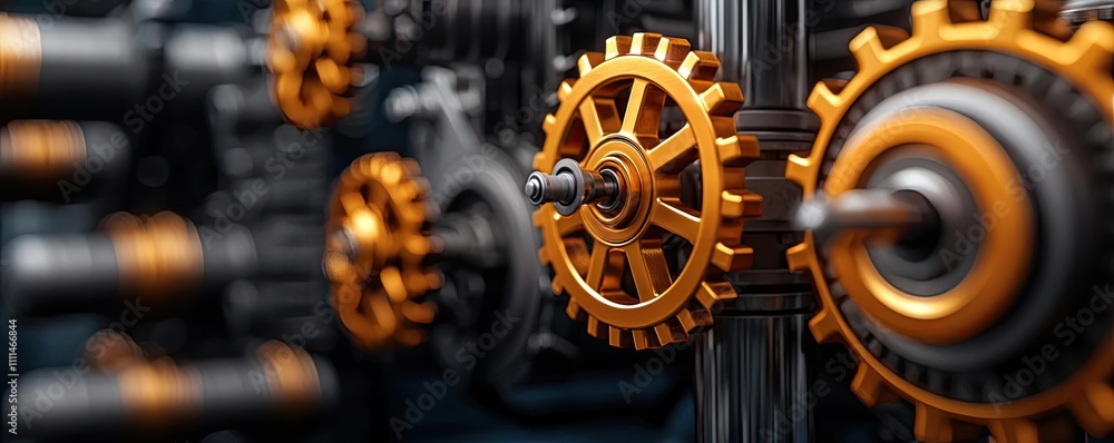 Poster close-up of intricate gears in motion, showcasing mechanical engineering and design.
